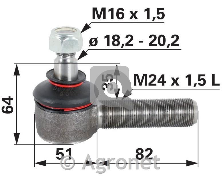 Zglob krogelni M24 x 1,5 L