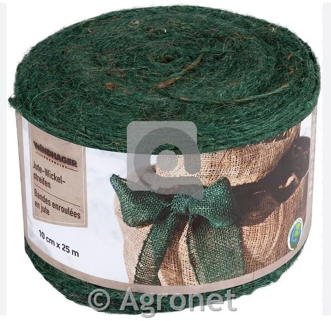 Trak iz jute zelen, 10 cm x 25 m