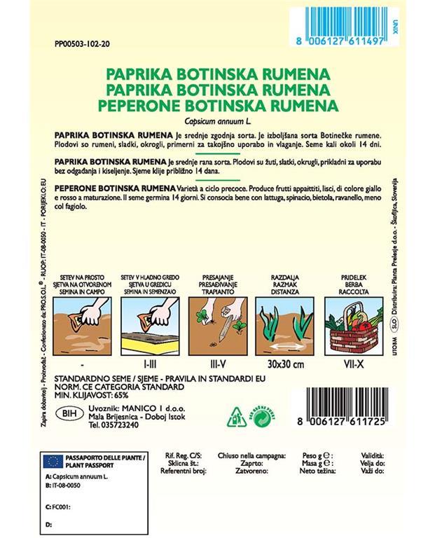 Paprika Botinečka žuta, 1 g