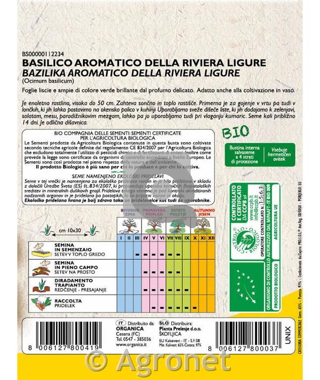 Bazilika Aromatico della riviera ligure, EKO 4g