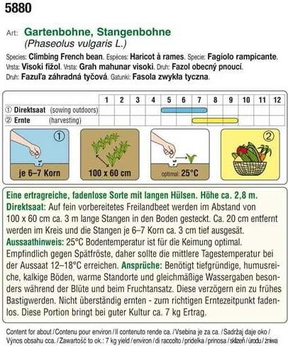 Fižol, visoki Neckarkonigin EKO