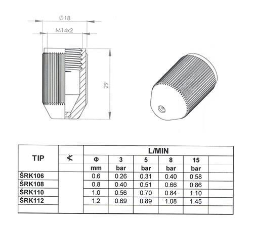 Šoba fungicid keramična 1.0 mm