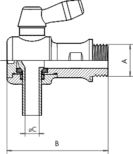 Inox kroglična pipa 1/2 L 65