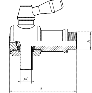 Inox kroglična pipa 1/2 L 75